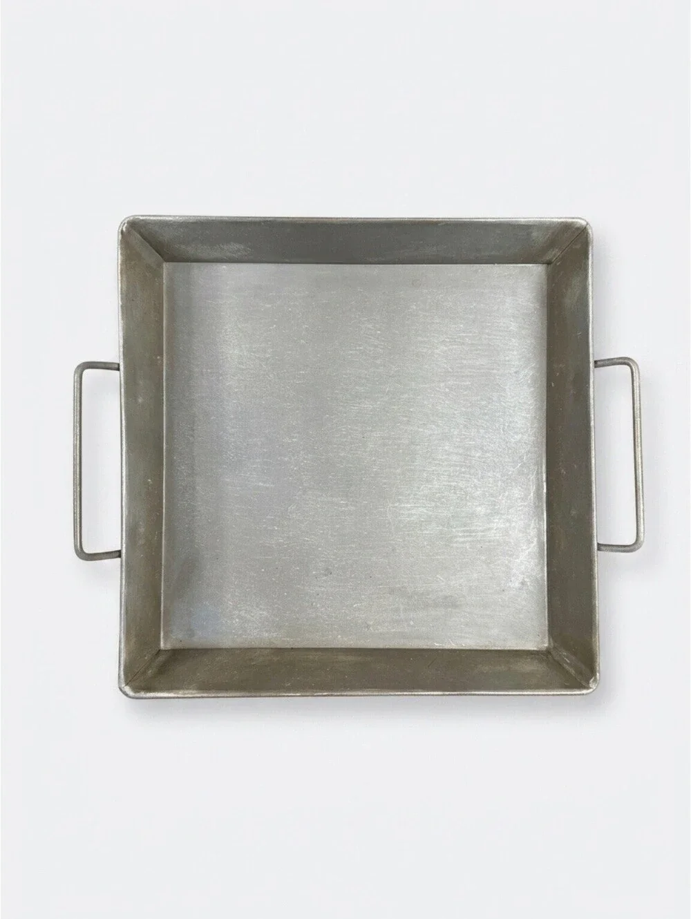 Vintage Industrial Metal Tray with Handles